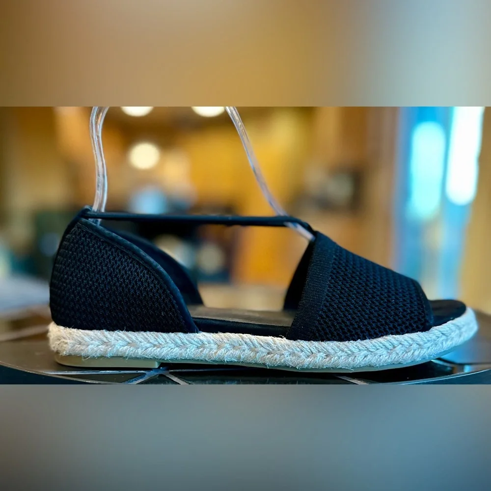 Eileen Fisher Black Mews Espadrille Sandals, New Without Box, Size 6 1/2